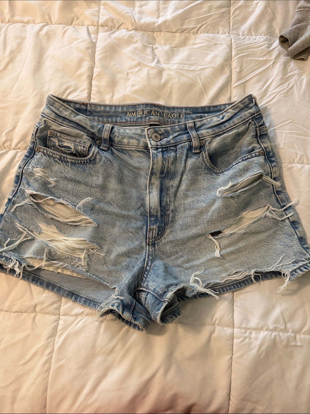 American Eagle Outfitters Light Blue Distressed Denim Shorts